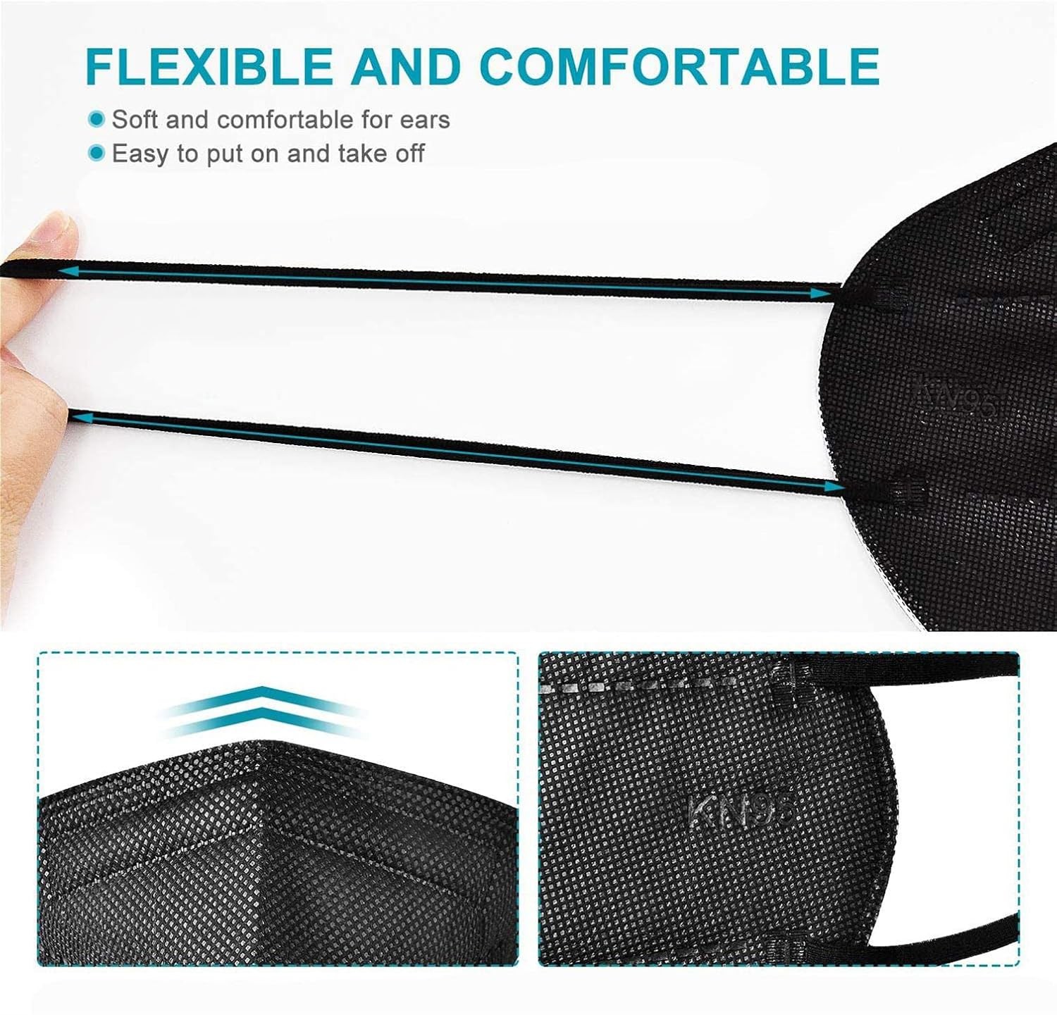 50 Pcs KN95 Face Mask Black 5 Layer Filter≥95% Cup Dust Safety Masks 5 Layer NEW