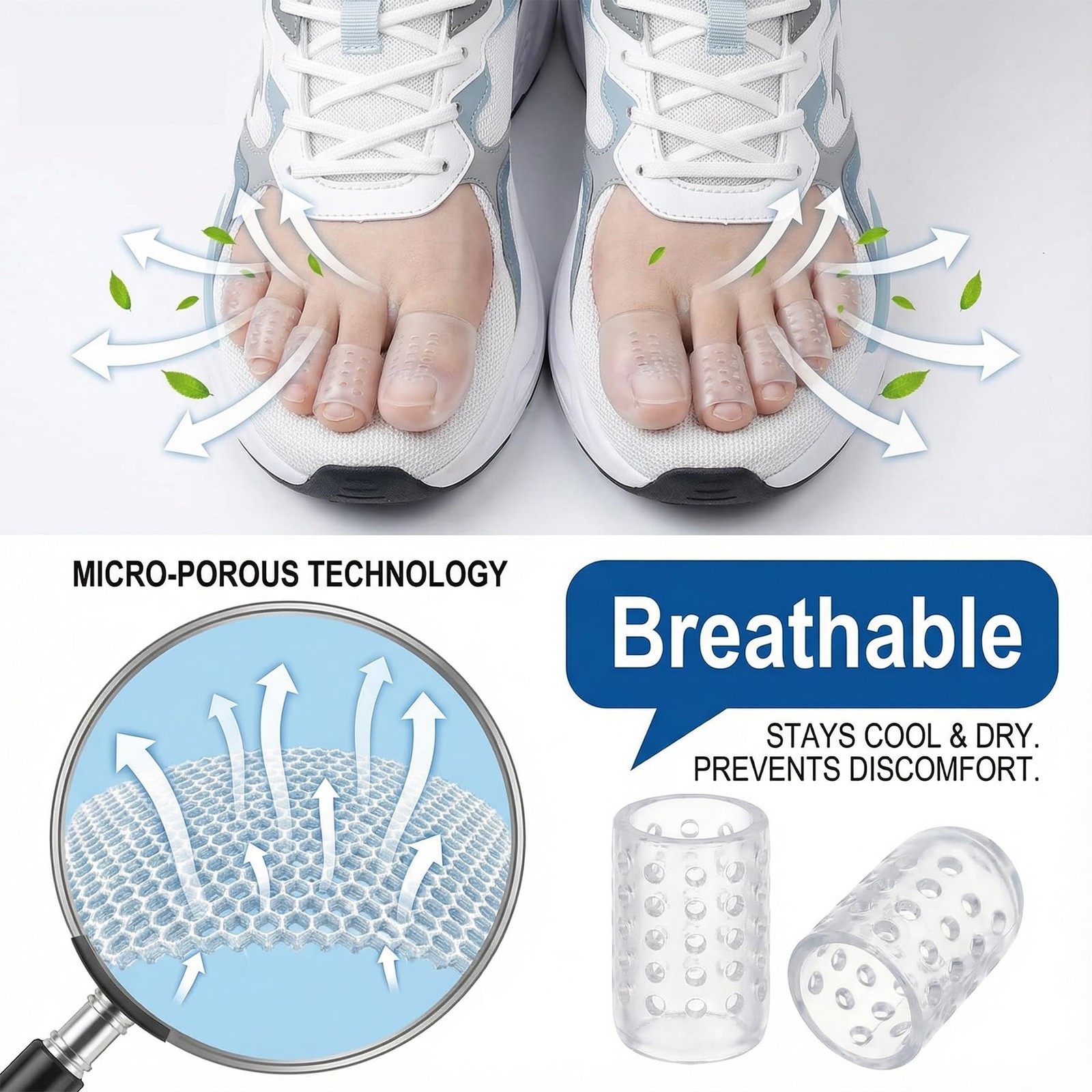 NOVAHAUS 30PCS Silicone Anti-Friction Dual Siz Bunion Pads, Clear Toe Covers
