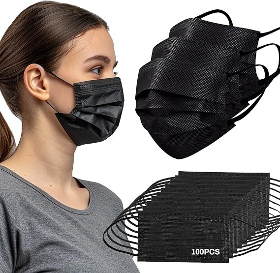 100 Pcs Disposable Face Masks 3-Ply Breathable Filter Protection Home School