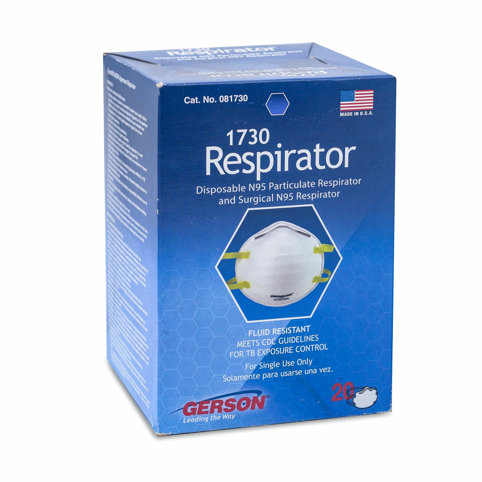 N95 Particulate Respirators 20/box, Gerson 1730, Made in USA
