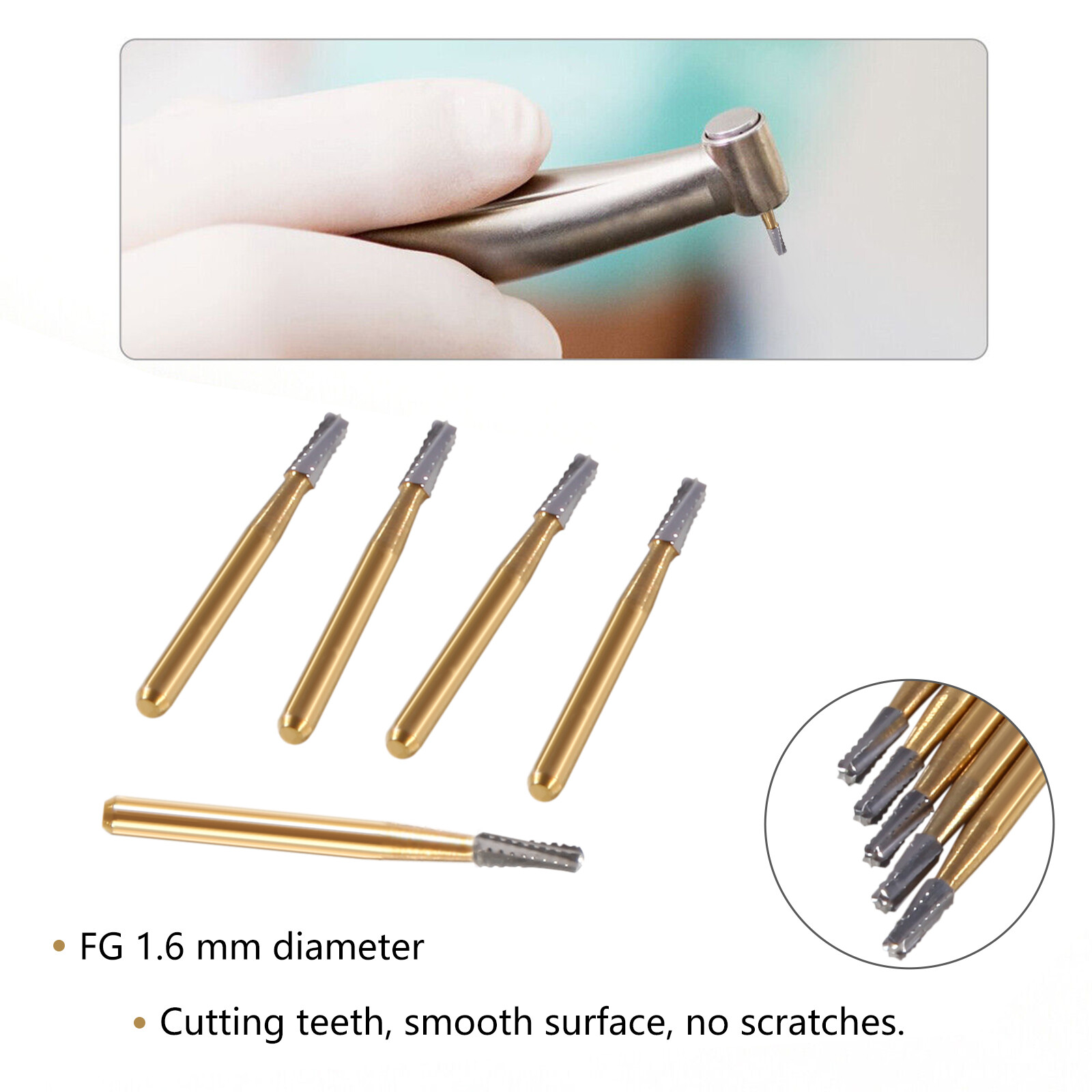 FG 1958 Dental Crown Cutter Tungsten Steel Carbide Burs Transmetal
