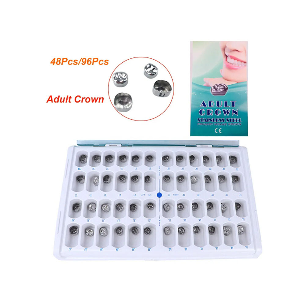 48/96PCS Dental Crown Primary Molar Pediatric Crowns Kids Adult stainless steel