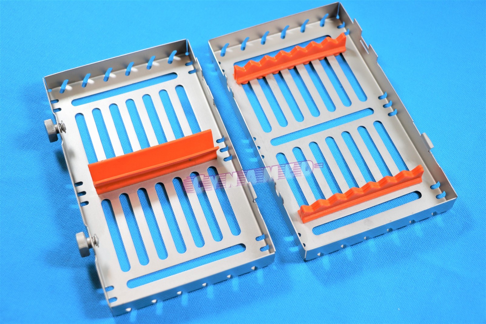 ORANGE GERMAN DENTAL STERILIZATION CASSETTE FOR 7 INSTRUMENTS DETACHABLE 2BUTTON