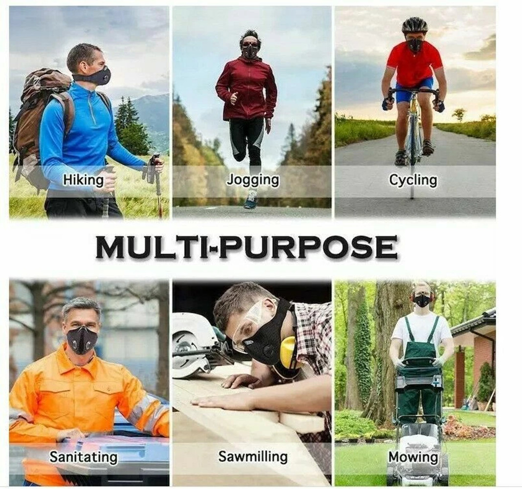 Half Face Cover Respirator Mask W/ Filters Anti Air Pollution Reusable Facepiece