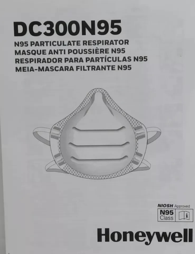 Honeywell Home N95 NIOSH-Approved Molded Cup Respirator Mask, 20-Pack DC300N95