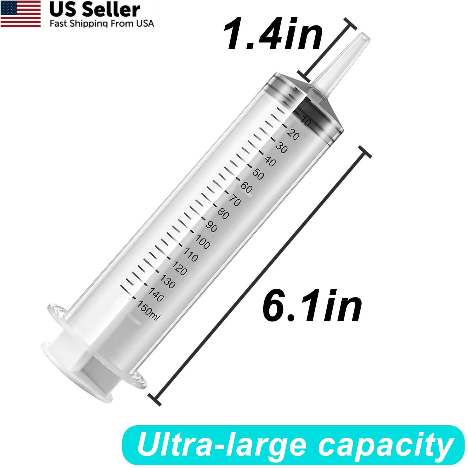 2 PCS 150 ML Large Syringes, Plastic Garden Industrial Syringes 150 ML, Clear
