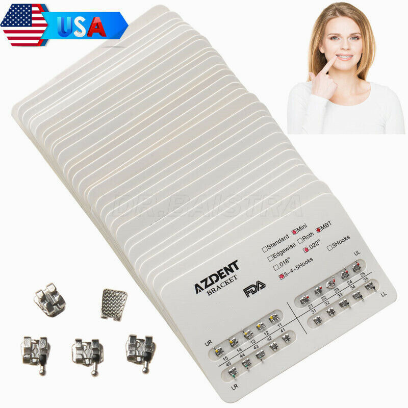 AZDENT Dental Orthodontic Bracket Braces Mini MBT 022 3-4-5 Hooks 20Pcs/Pack