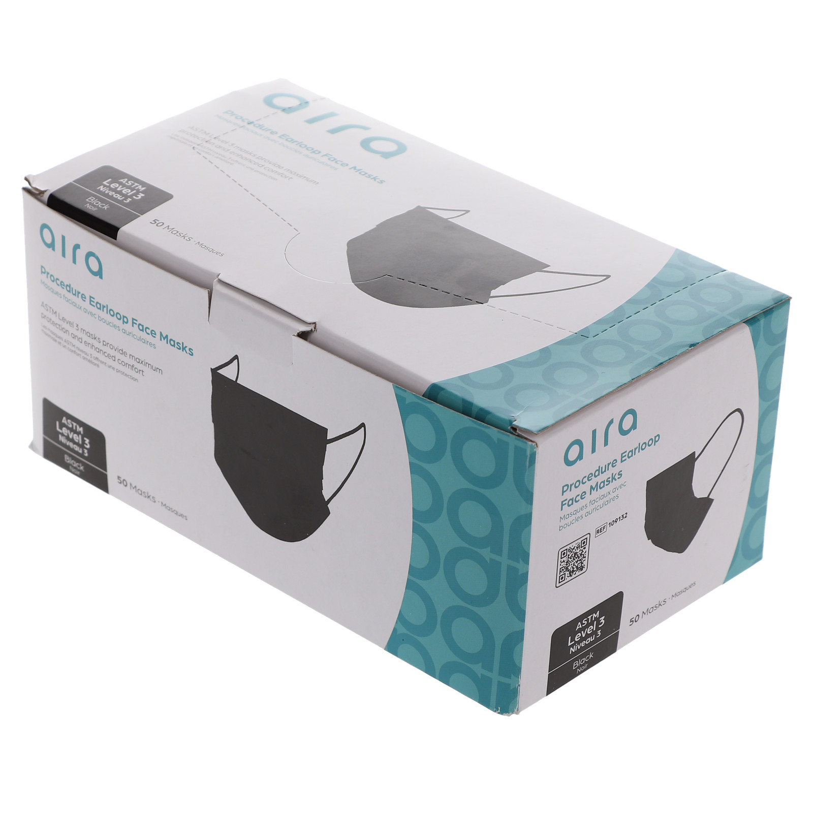 House Brand Dentistry 109132 Earloop Face Masks 3-Ply ASTM Level 3 Black 50/Pk