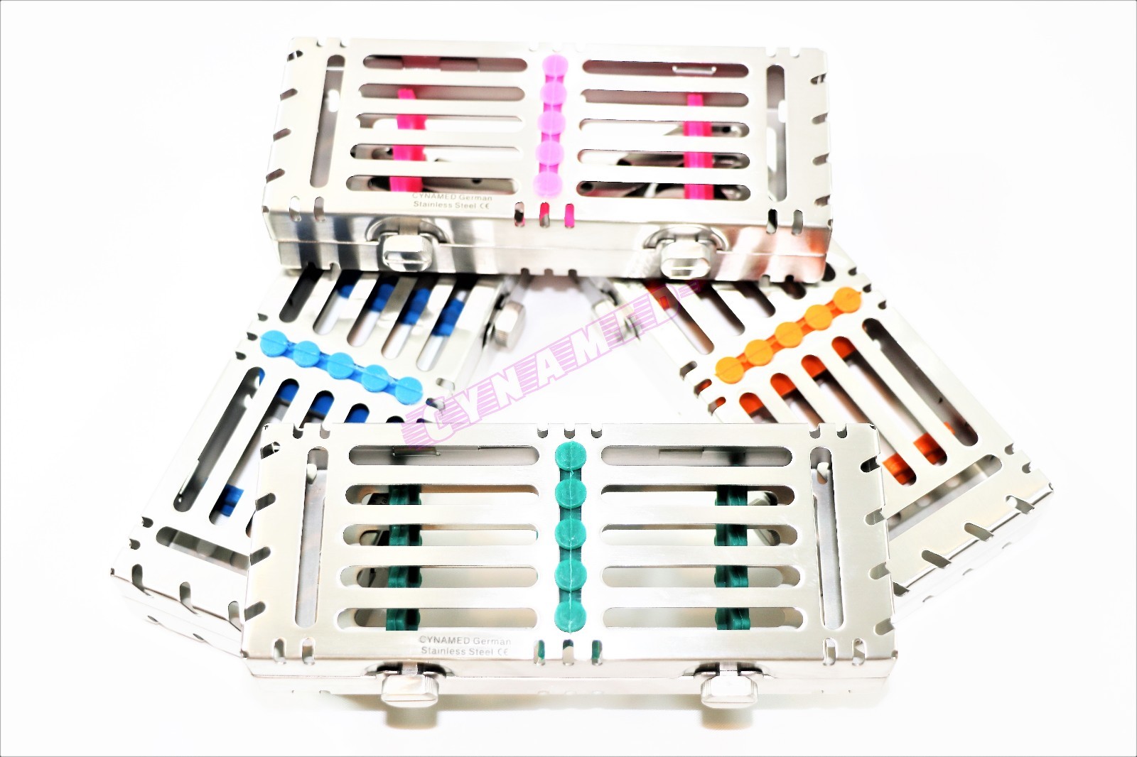 4 EA STERILIZATION CASSETTE WITH DOUBLE BUTTONS FOR 5 INSTRUMENTS AUTOCLAVABLE