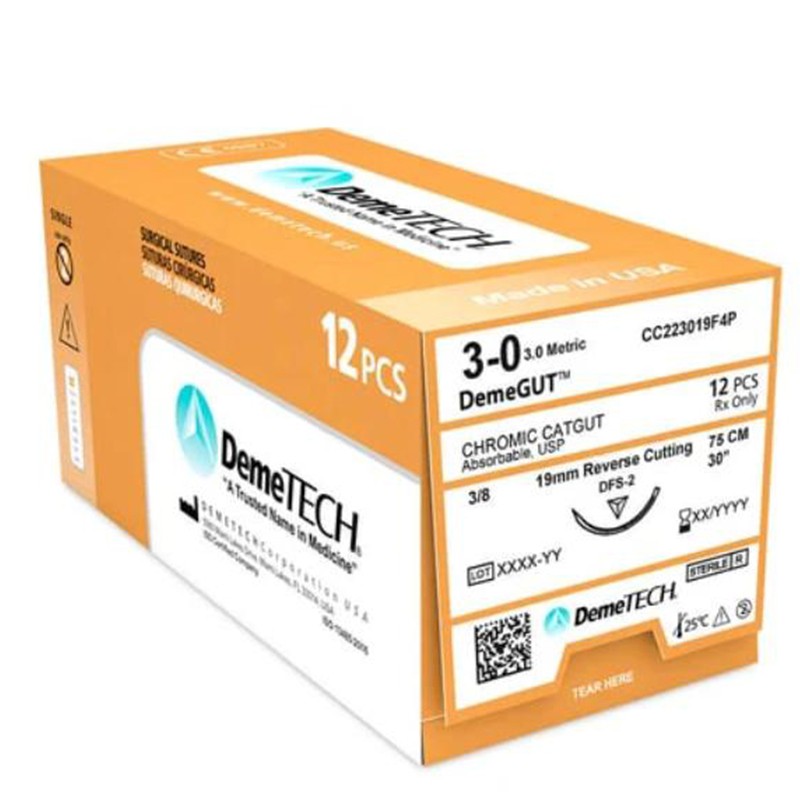 12pcs/box DemeTECH® Brown Chromic Catgut Suture Dental Absorbable Sutures