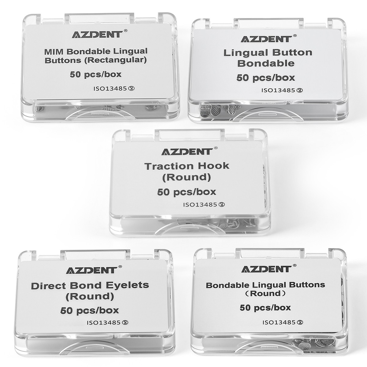 50pcs/Box Dental Ortho Lingual Buttons Bondable Round/Rectangular Mesh Base/MIM