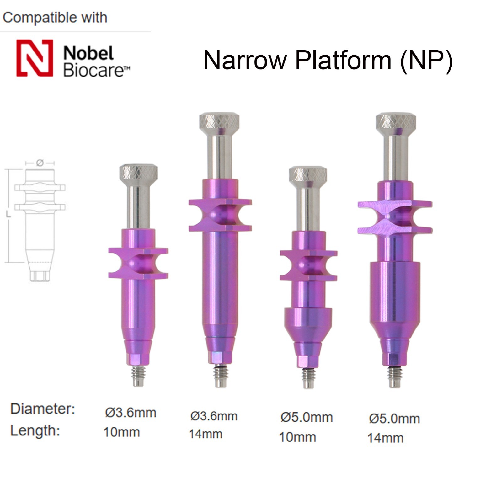 US Impression Coping Open/Closed Tray Conical Connection NP/RP For Nobel Biocare