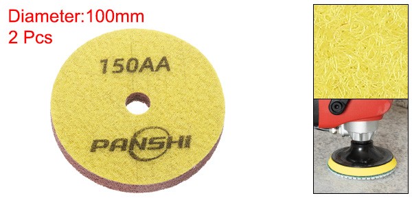 2pcs Diamond Sponge Fiber Polish Pad 4″ 150 Grit Polish Pad Yellow Brown