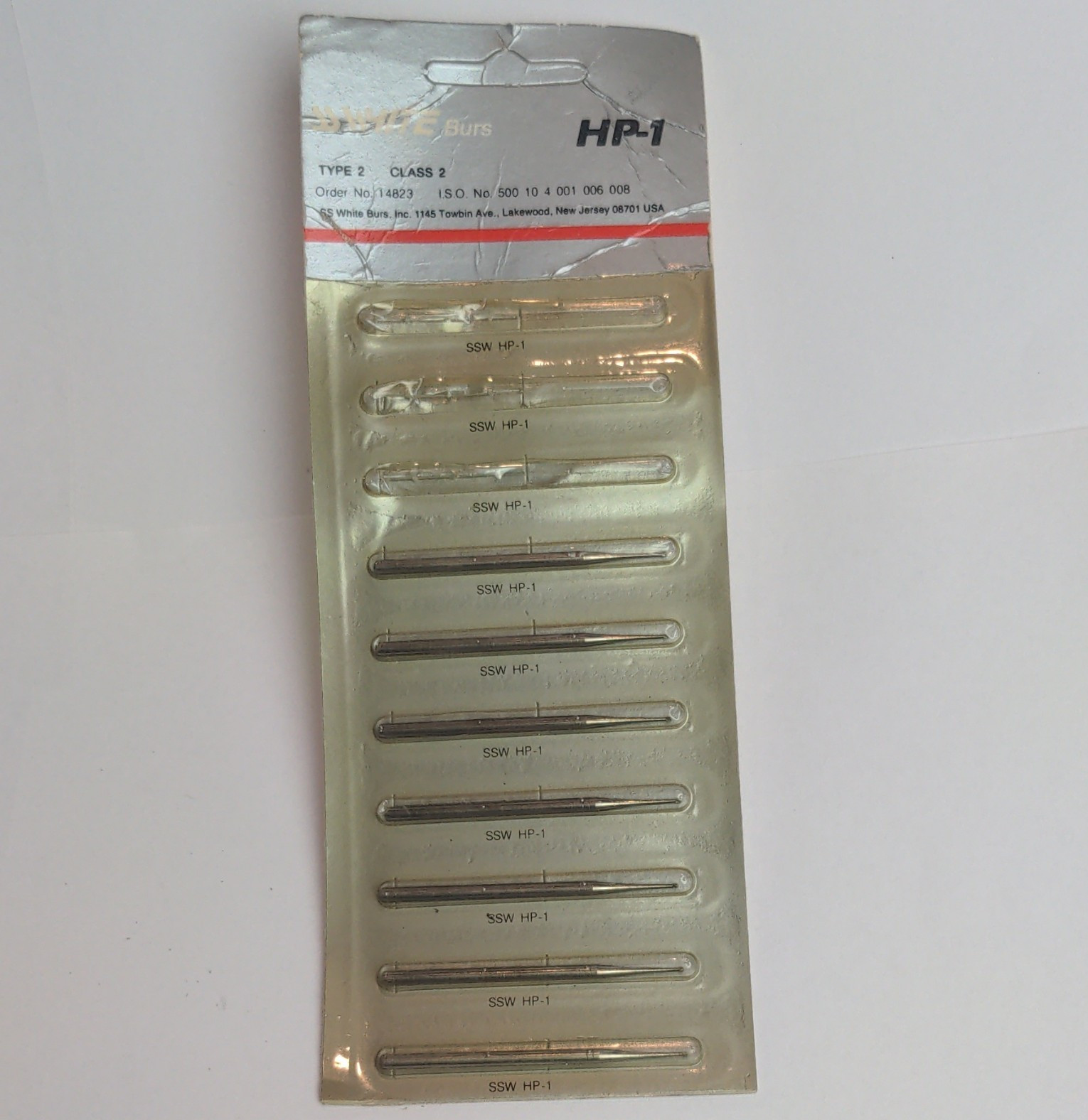 SS White Carbide Bur HP Long Straight Shank HP-1 for Dental Lab (7 burs)