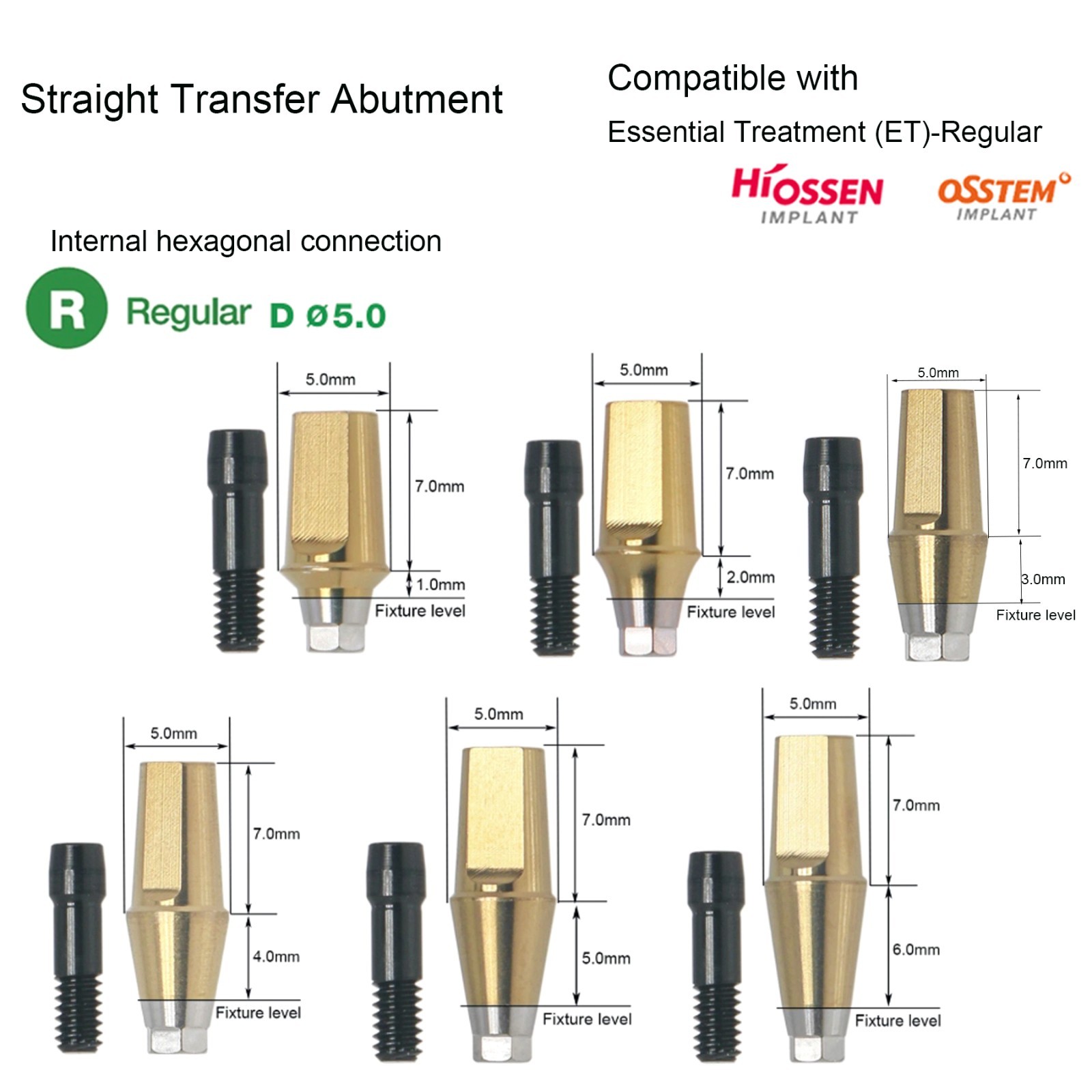 US Titanium straight abutment ti cemented abutment compatible Osstem Hiossen TS