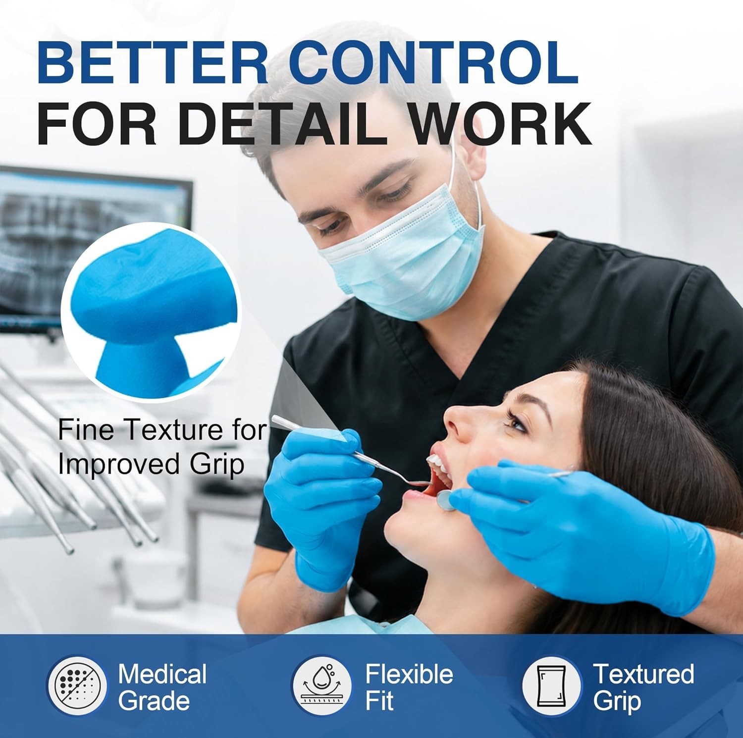Nitrile Exam Gloves, Medical Grade Blue Disposable Gloves Latex Free, Rubber …