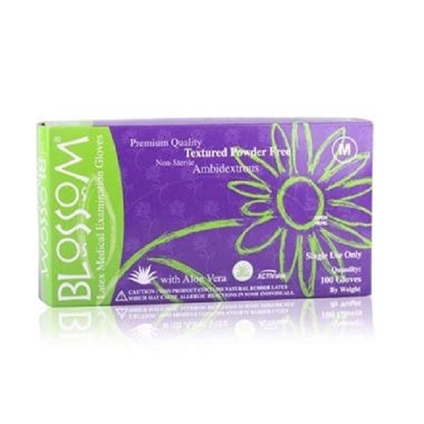 Blossom Textured Powder Free Latex Medical Exam Gloves Aloe XL 1,000 Pcs/Case
