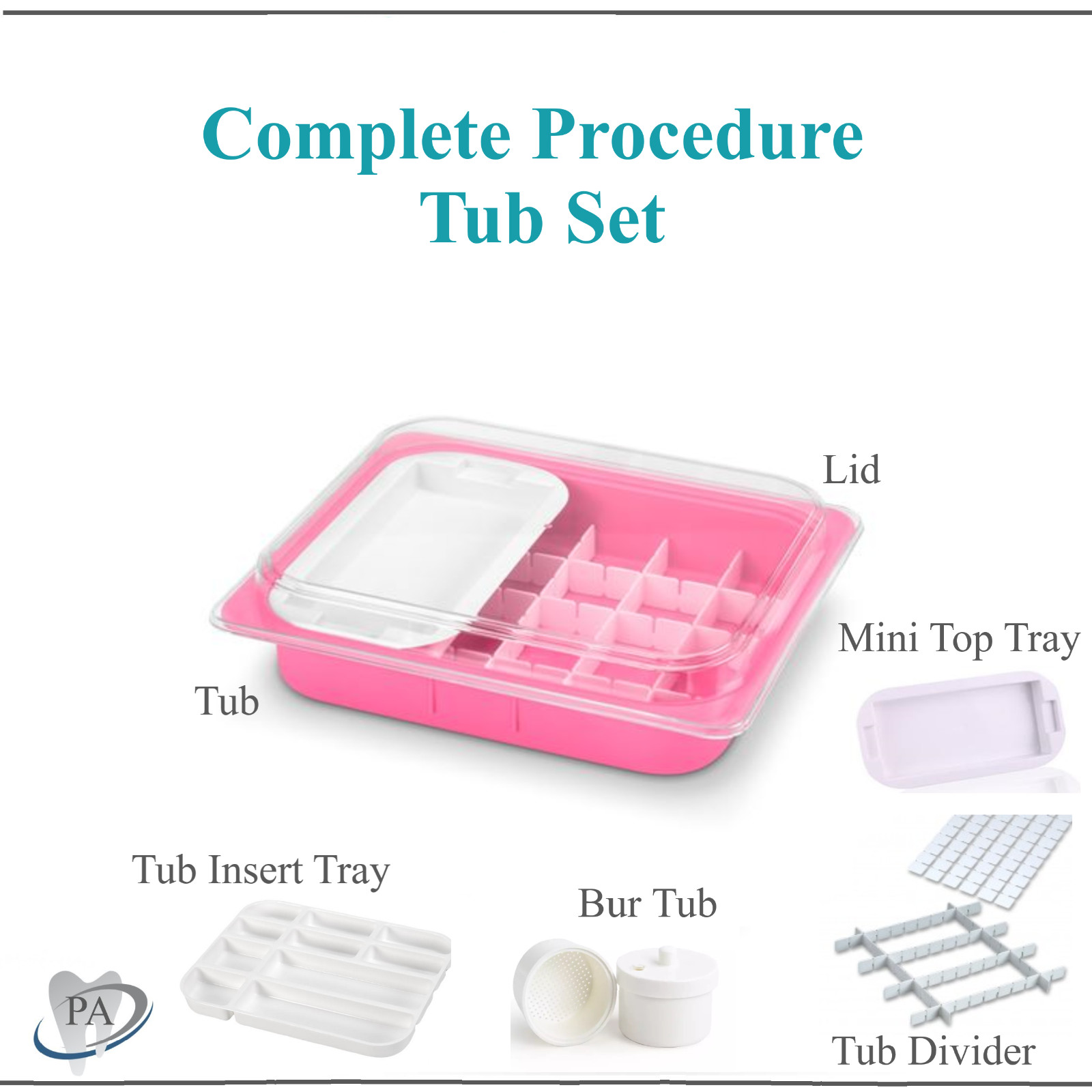 Dental Procedure Tub Insert Tray Mini Tray Divider Tub Cover – Complete Tub Set