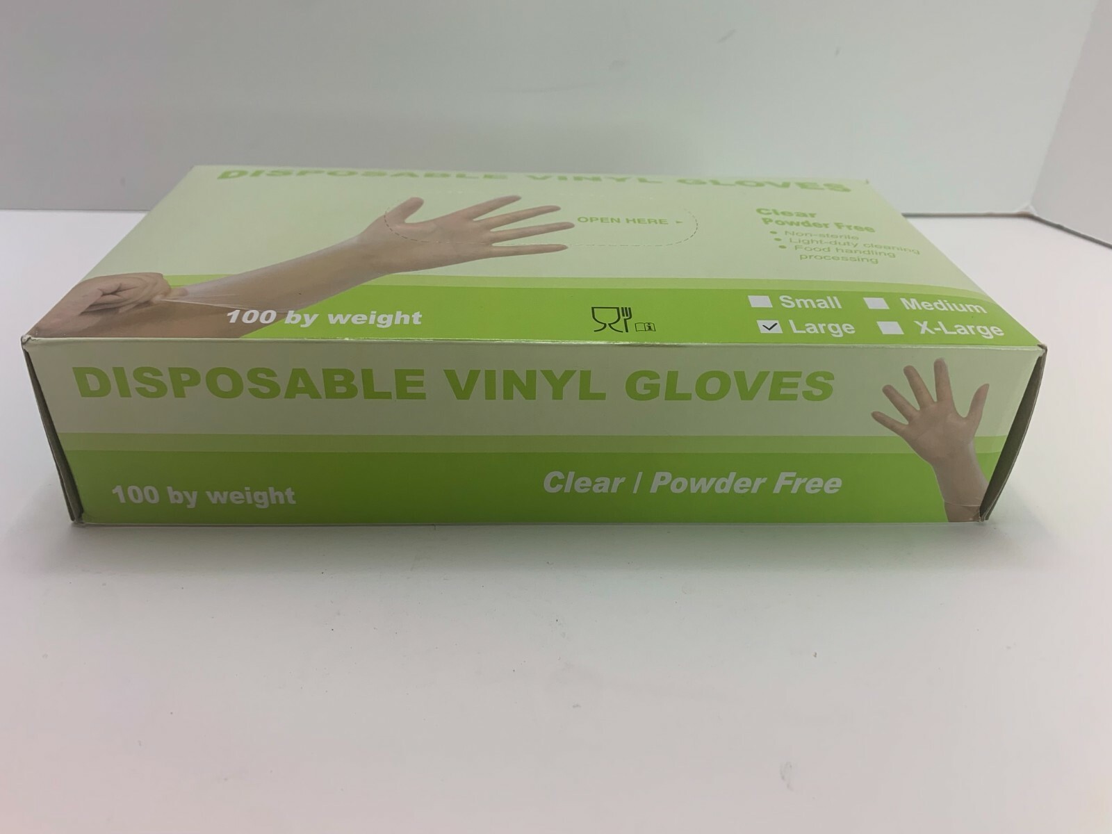 Large Vinyl Gloves Latex Free Rubber, Disposable, Clear, 100-Count, Powder Free