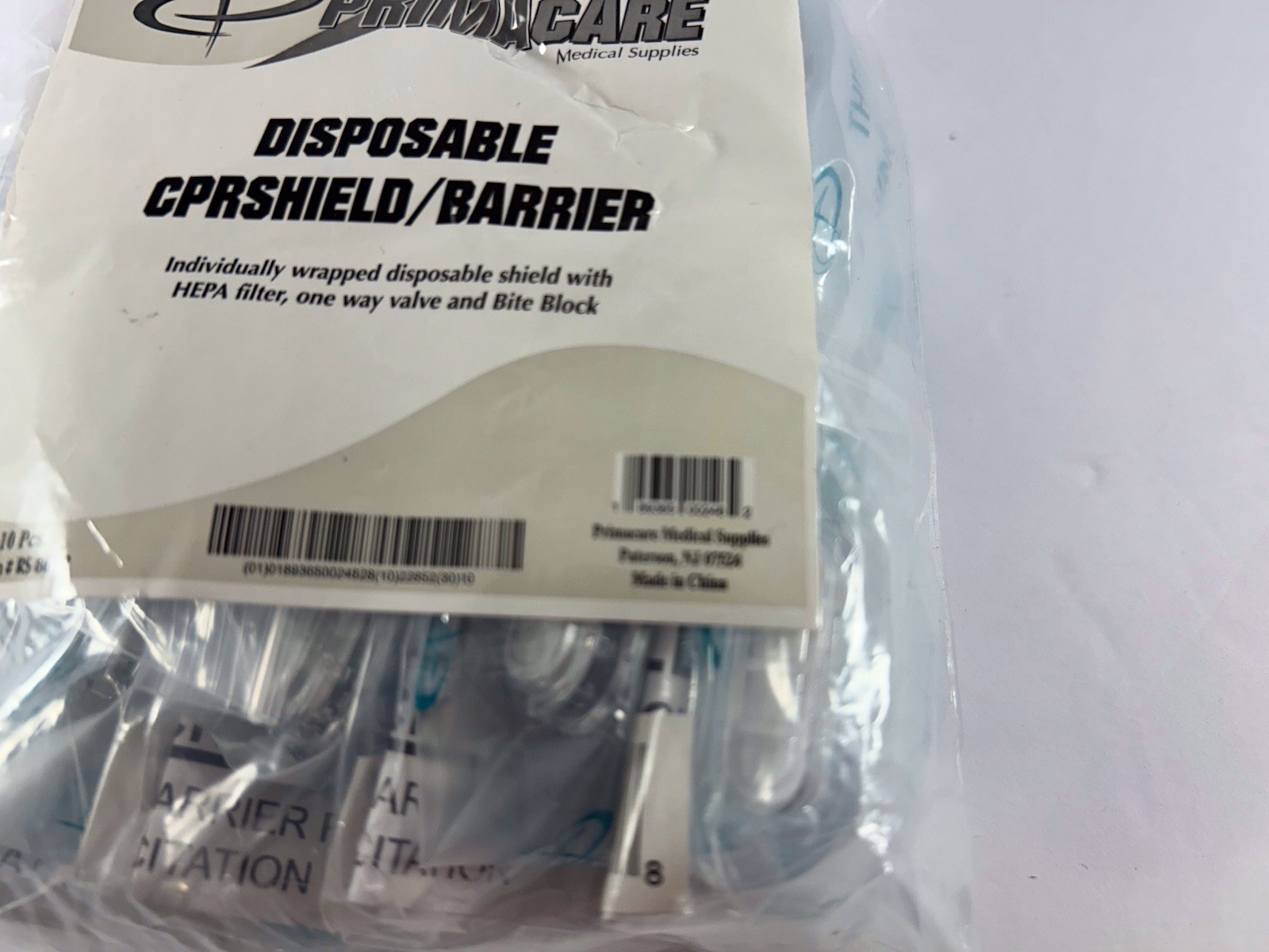 Primacare RS-8632-CS CPR Barrier With One Way Valve Face Shield (Pack of 10)