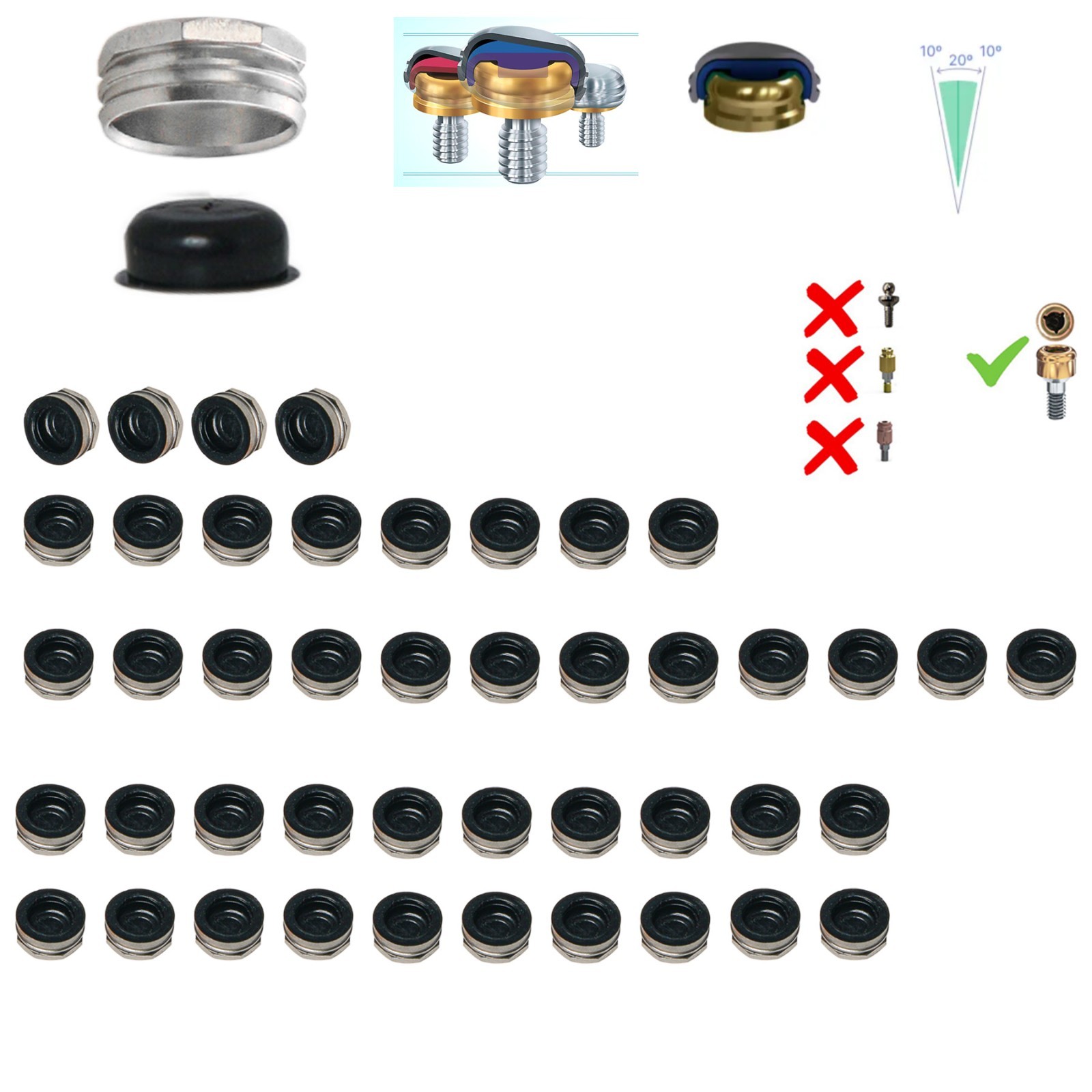 Locator Abutment Replac Retention cap Set Insertion Extraction Locator core Tool
