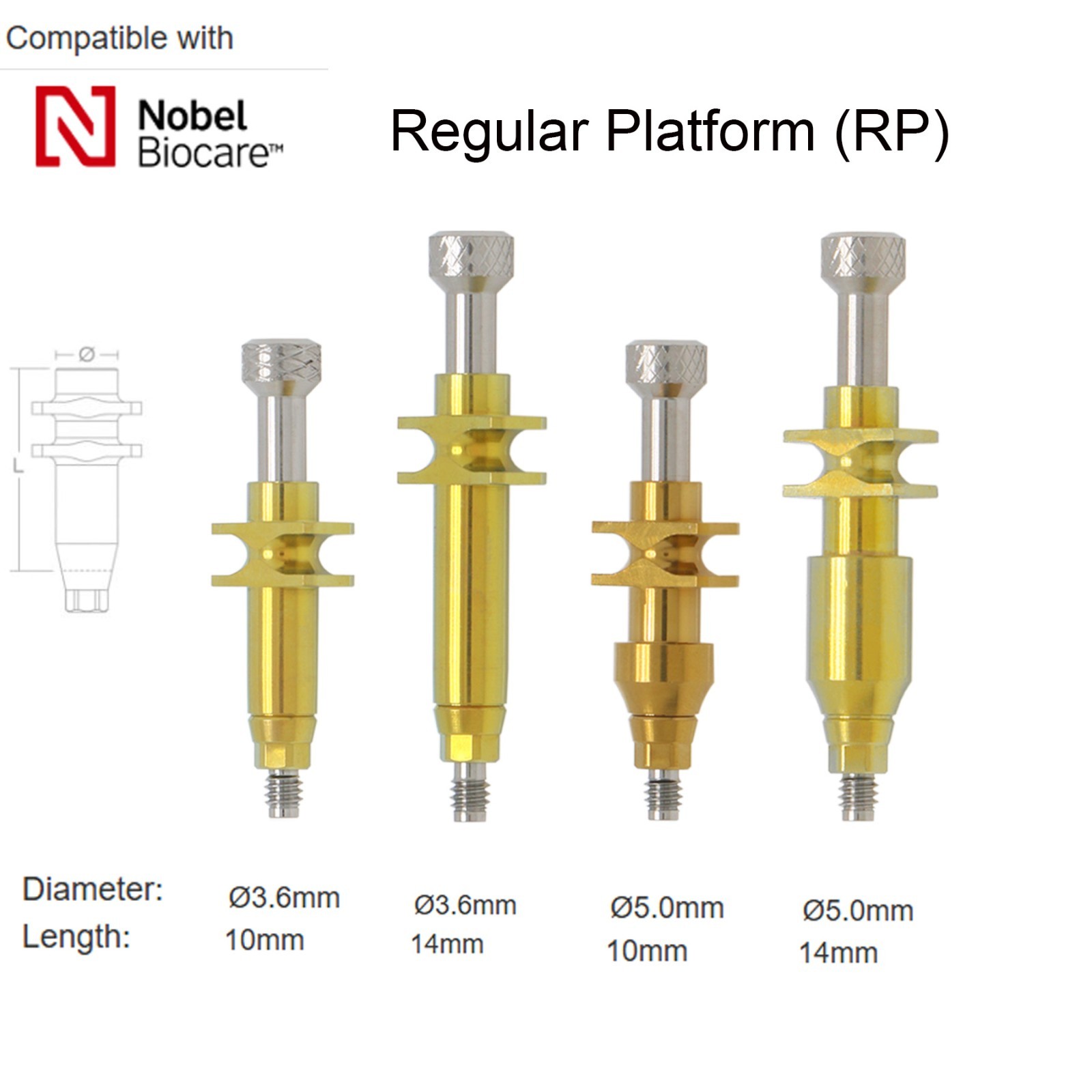 US Impression Coping Open/Closed Tray Conical Connection NP/RP For Nobel Biocare