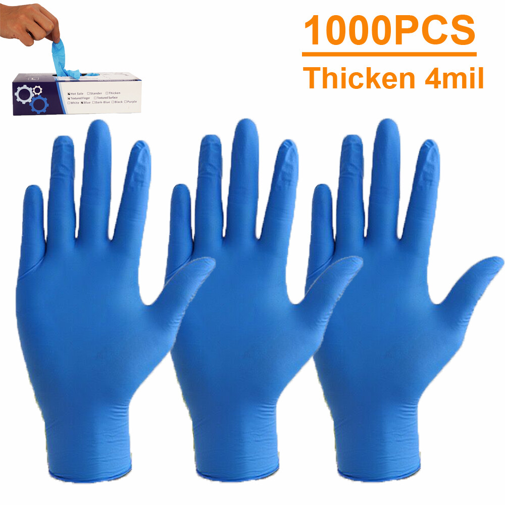 2000pcs Non-Latex Nitrile Gloves Powder Free Thicken 4 mil M/L Durable Rubber US
