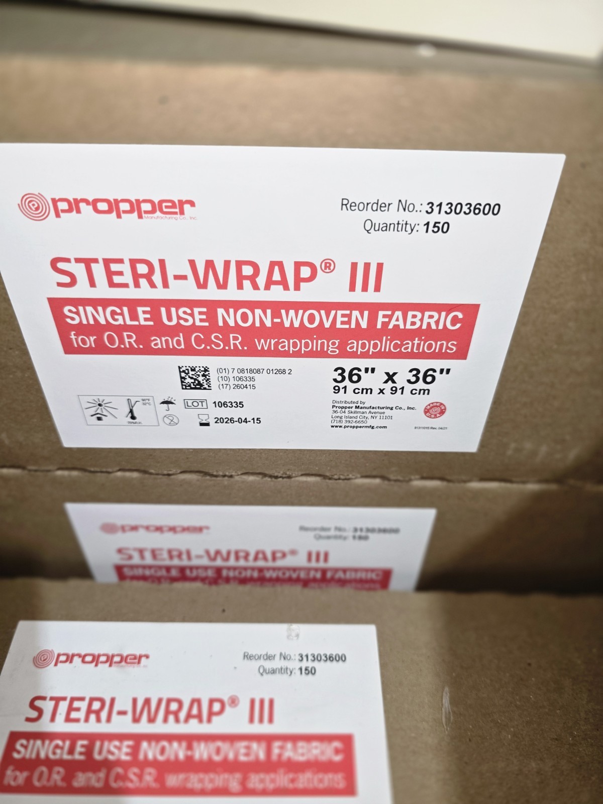 PROPPER 48×48″ Single Use Non-Woven Fabric Steri-Wrap III 31304810 (100/Case)