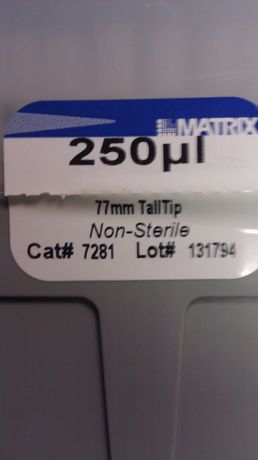2 x RACKS OF THERMO SCIENTIFIC NONE- STRILE MATRIX 7281. 250ul 77mm TALL TIPS