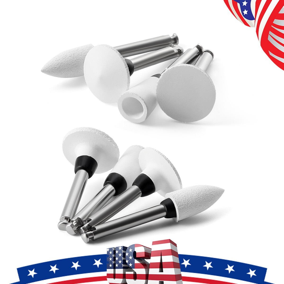 12 Pcs Dental RA Silicone with Aluminium Oxide Polishing Burs Coarse/Medium/Fine