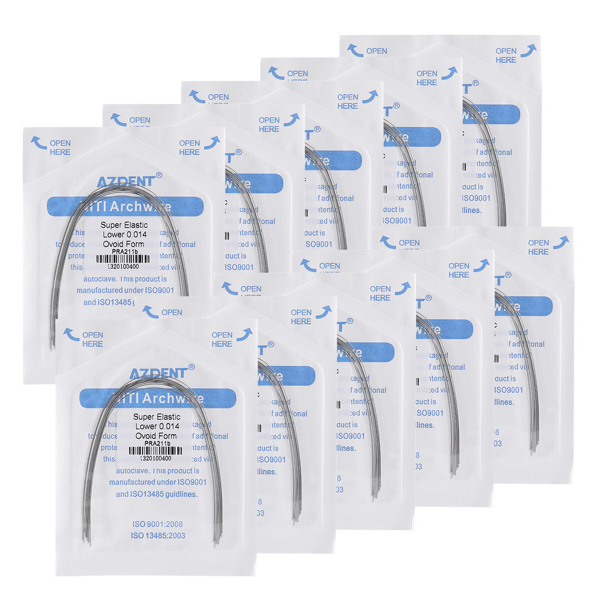 100pcs AZDENT Dental Orthodontic Super Elastic Niti Round Arch Wires Ovoid Form