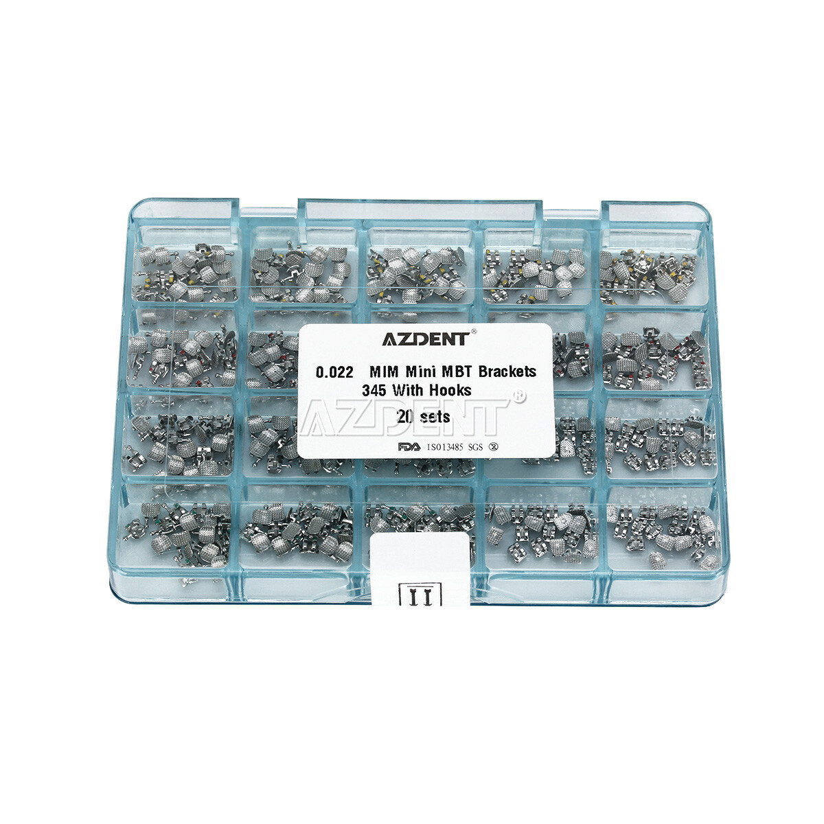 Dental Orthodontic Metal Brackets Braces Mini MBT Roth 022 Hooks 345 AZDENT
