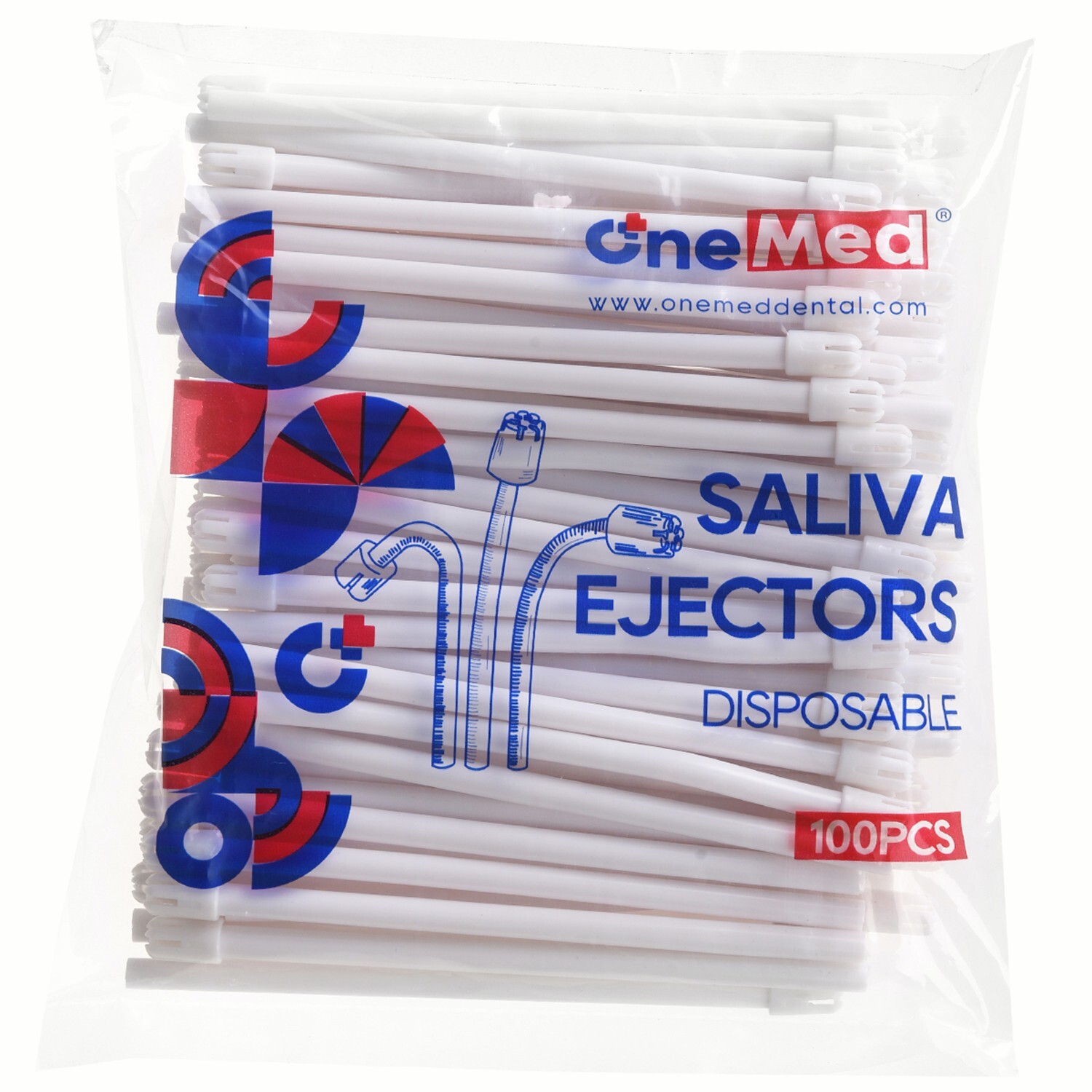 1000 (10 Bags)OneMed Disposable Dental Saliva Ejectors Evacuation Suction Tips
