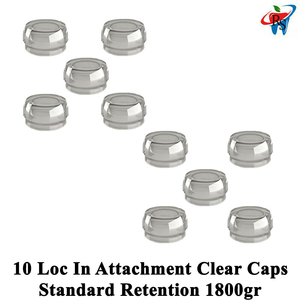 10pcs Dental Clear Silicone Caps Standard Retention 1800gr For Loc In Attachment