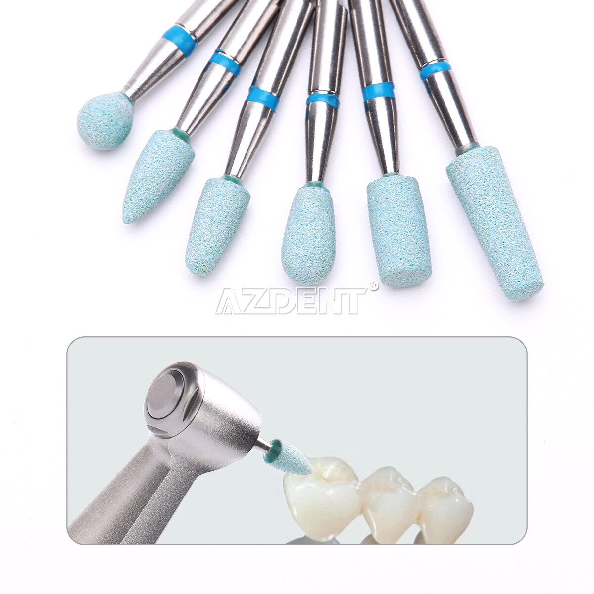 AZDENT Dental Lab Ceramic Diamond Burs HP/RA Polish Grinder Zirconia Porcelain