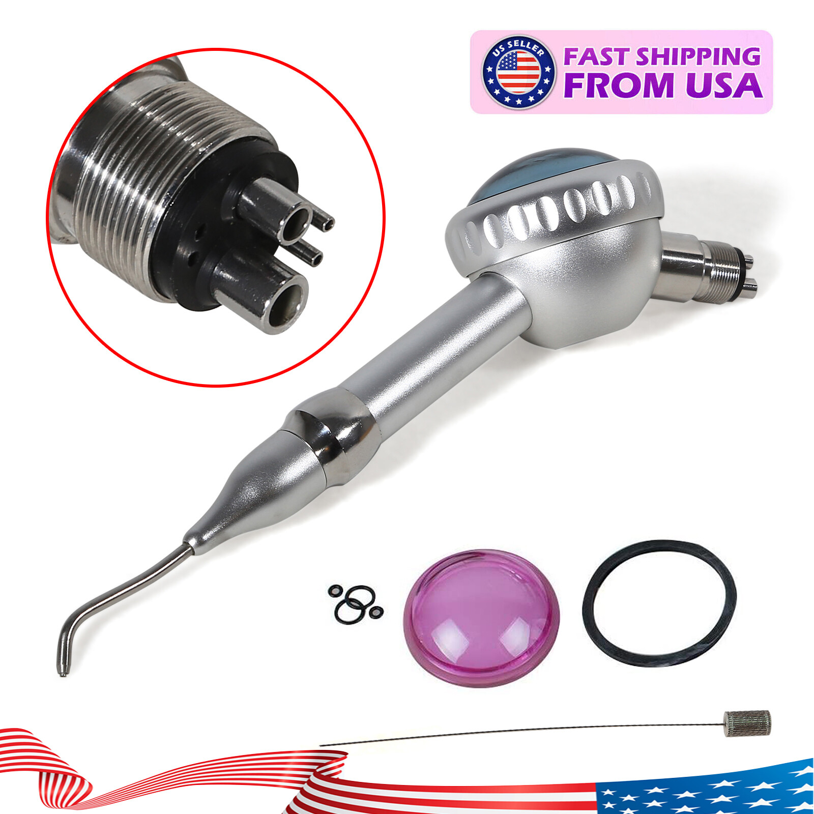 Dental Air Polisher Flow Teeth Polishing Handpiece Hygiene Prophy Jet 4 H &Tip