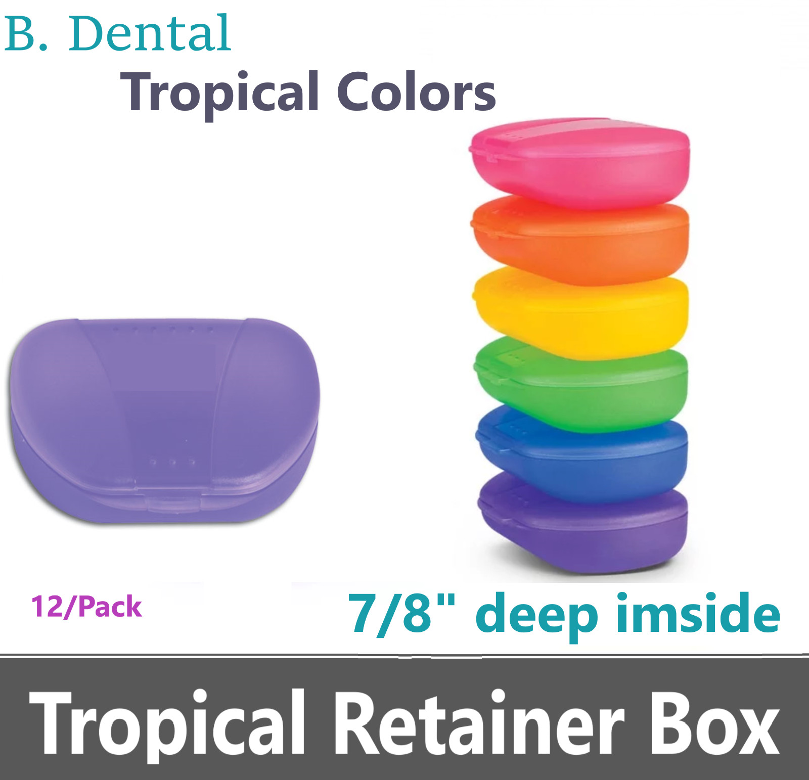 12 /Bx Dental Ortho Retainer Boxes Denture Case, Mouthguard Containers Box