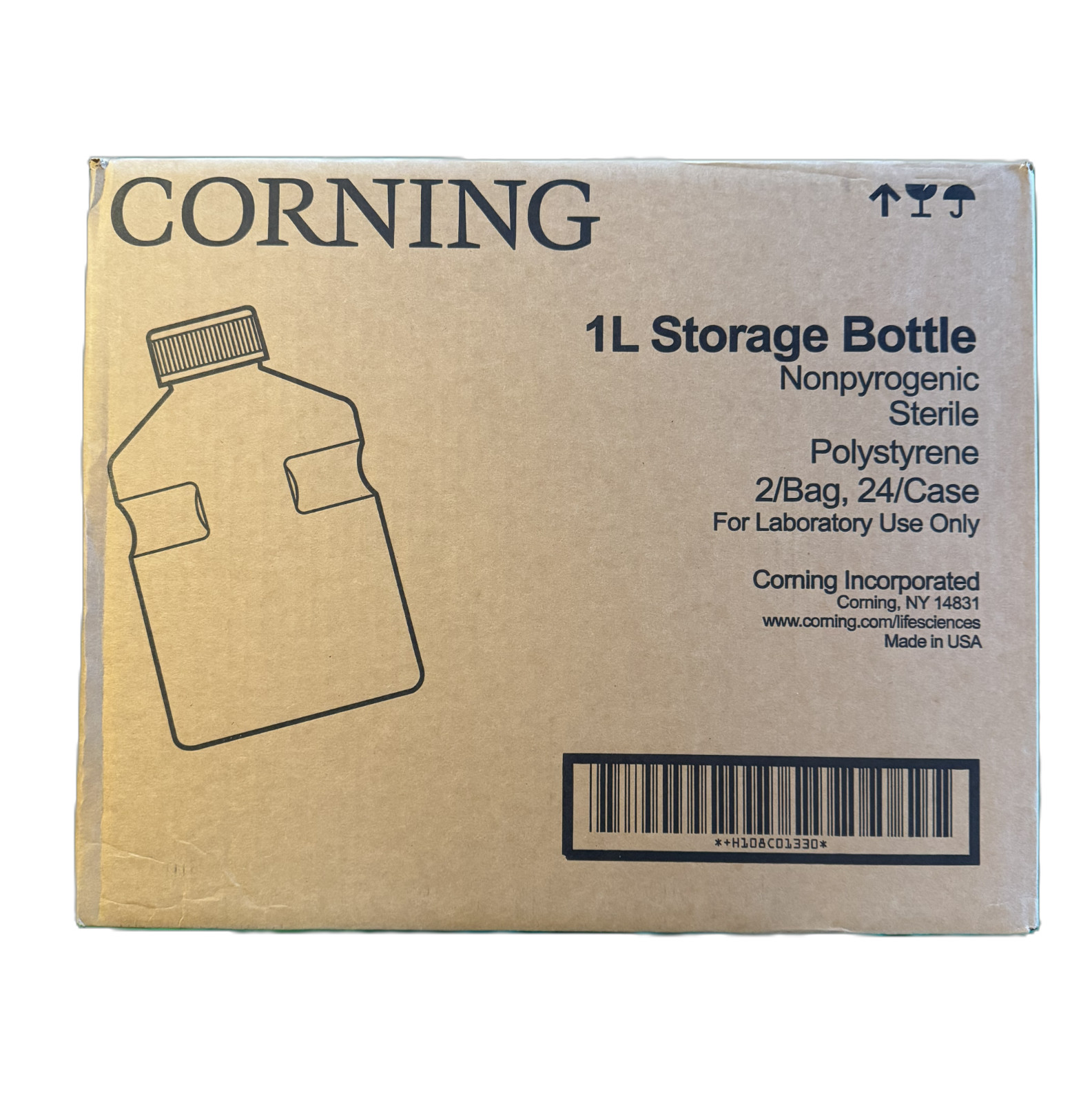 CORNING 1L Easy Grip Polystyrene Storage Bottles 45 mm Caps 430518 (24/Case)