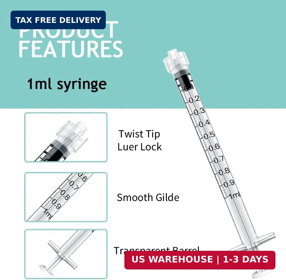 20 Pack 1Ml Luer Lock Syringes without Needle, 1 Ml Cc Disposable Syringe Indivi