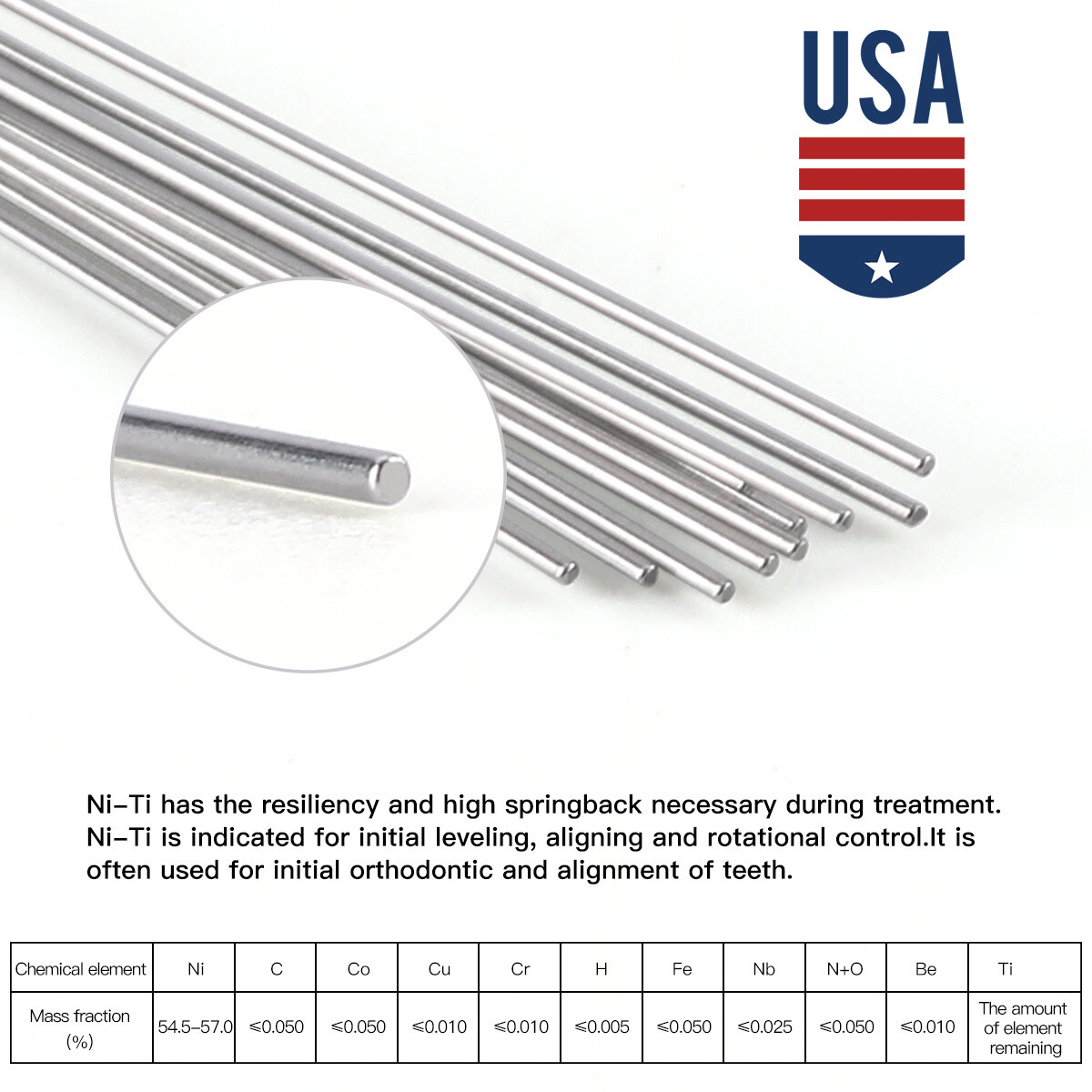 AZDENT Dental Orthodontic Super Elastic Niti Round Arch Wires Ovoid 10pcs/pack