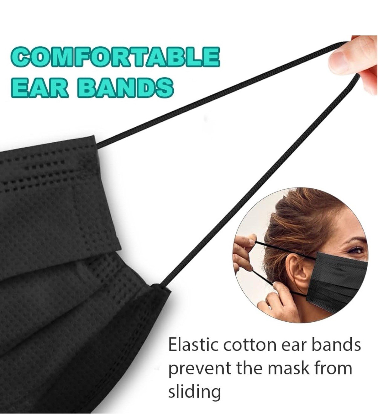 1000 Pcs Protective Disposable Respirator 3-Layers Protect Cover Black Face Mask