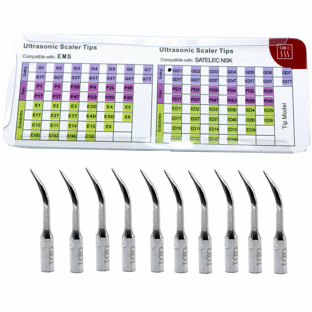 10×Dental Instrumets Scaler Scaling Tips GD1 Fit SATELEC/DTE Scacaler 5PC/PACK