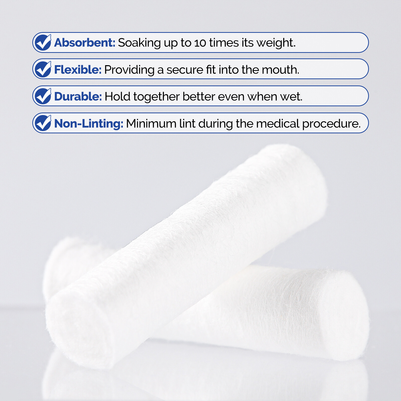 JMU Dental Cotton Rolls for Mouth Gauze and Nosebleed 1″ Non-Sterile Up to 10000