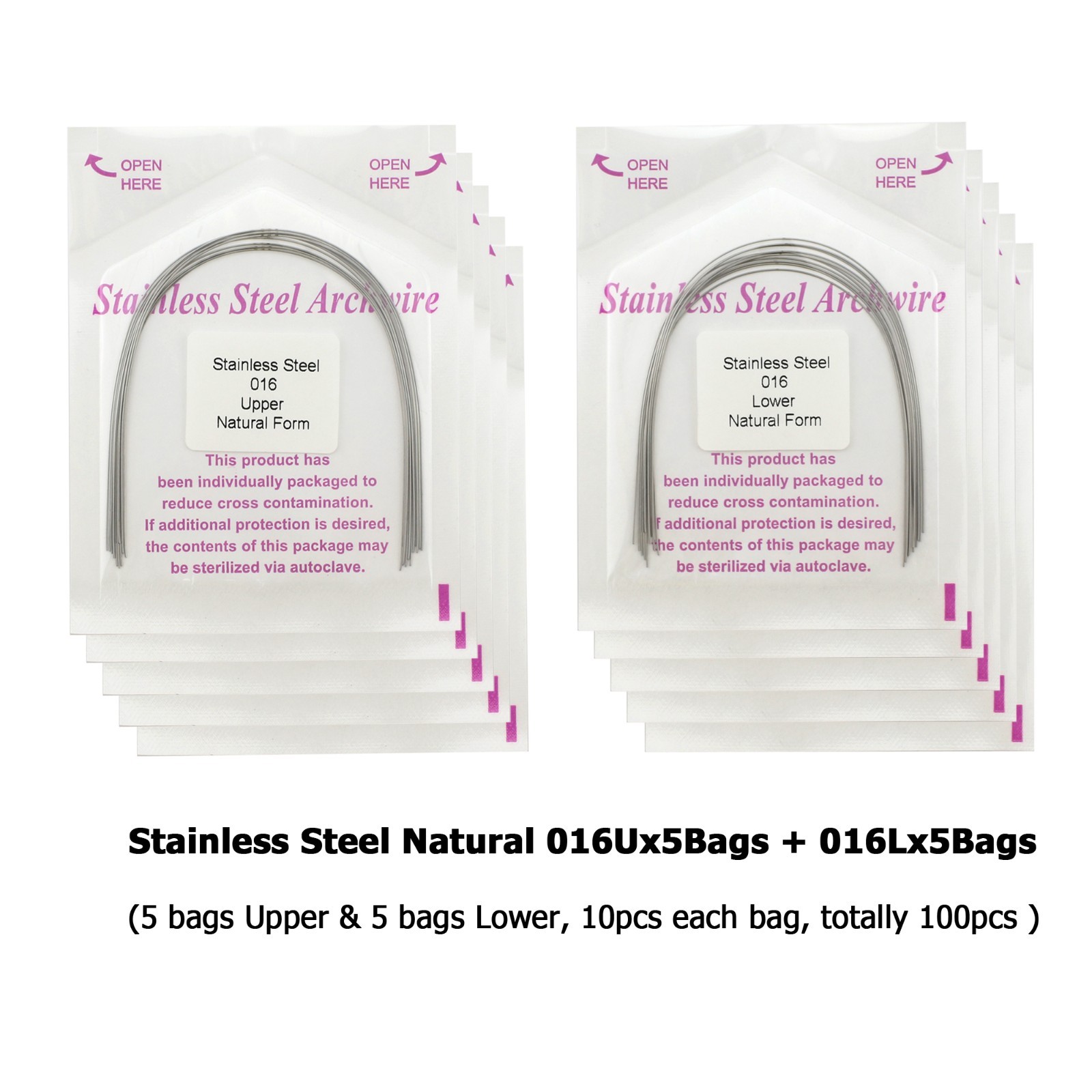 Dental Orthodontic Arch Wire Natural Form Niti Stainless Steel Round Rectangular