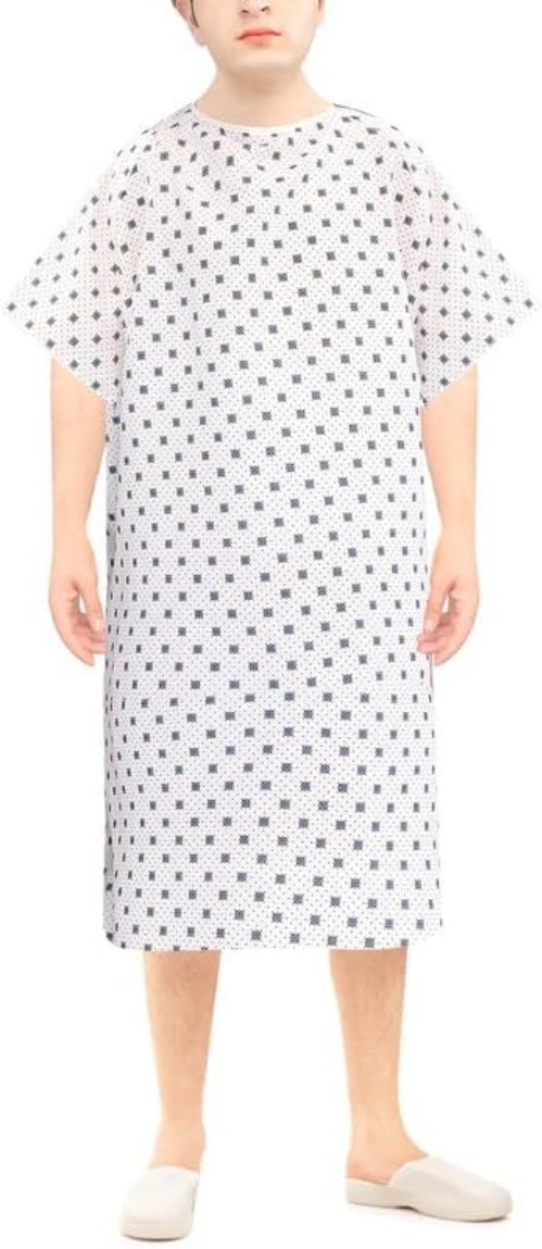 Durable 3/4 Sleeve Unisex Hospital Gown – Machine Washable, Fits Up to 2XL