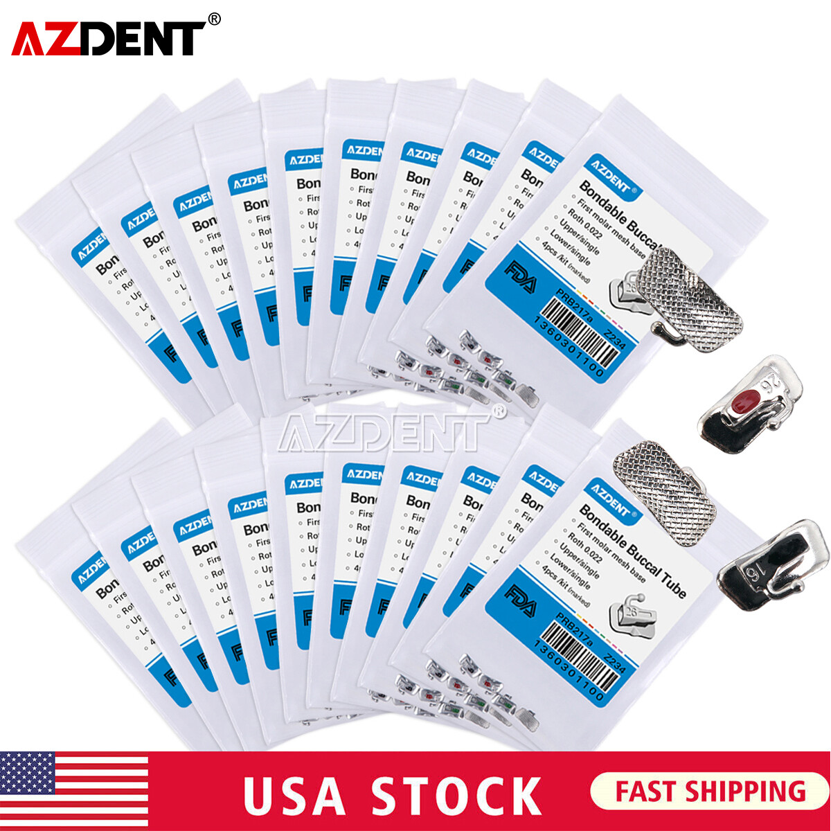 20 Kits Dental Ortho 1st Molar ROTH.022 Buccal Tube Bondable Non-Conv AZDENT
