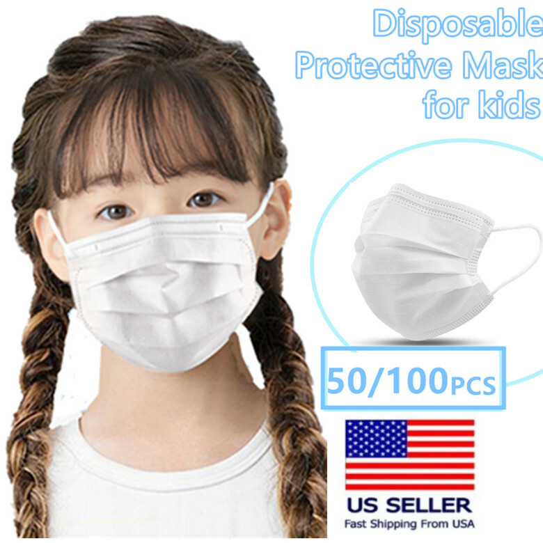 [KIDS] 50-1000 Pcs 3-Layer Disposable Face Mask Children Mouth Cover-White
