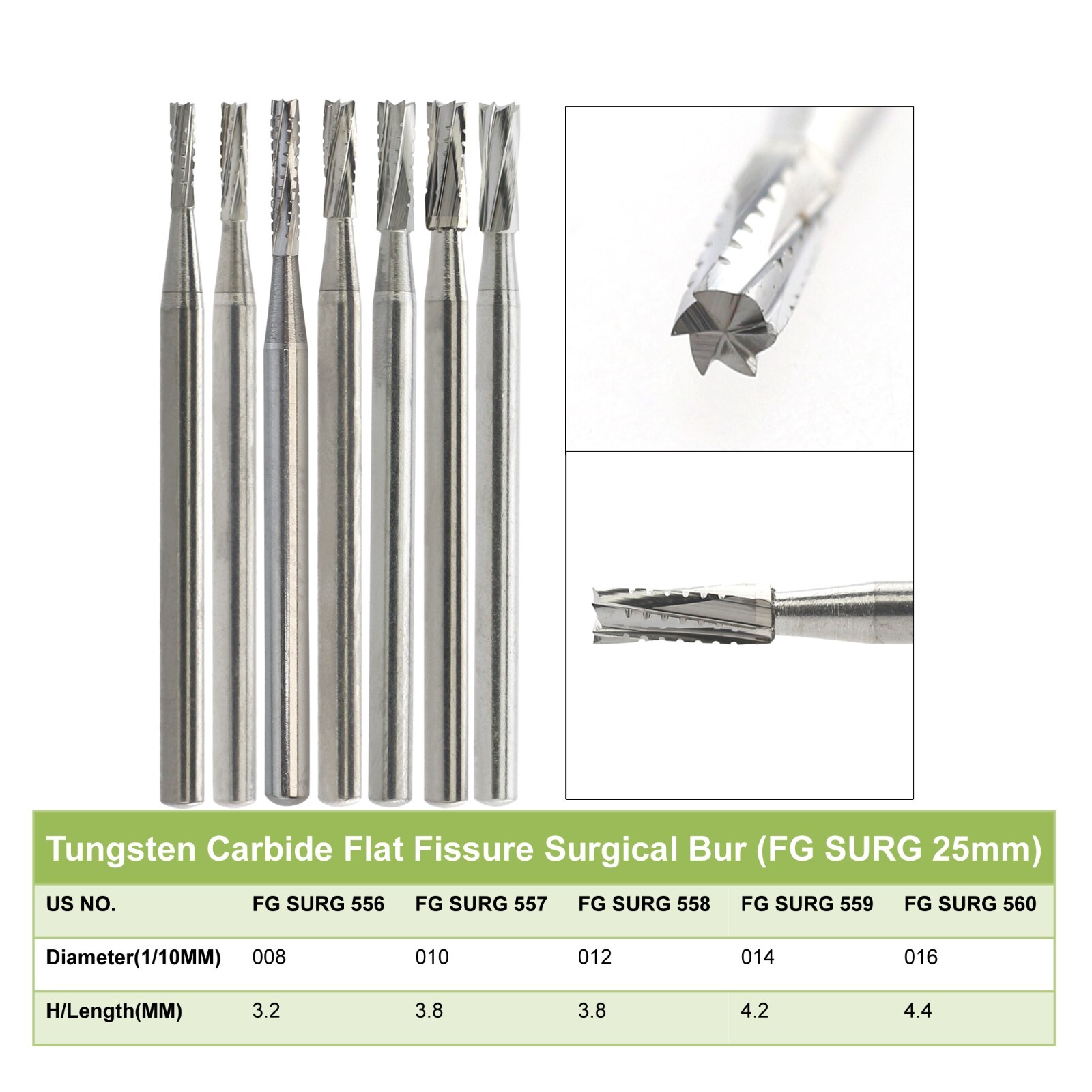 Wave Dental Carbide Burs High Speed Friction Grip 19mm Surgical FGOS FG 25mm