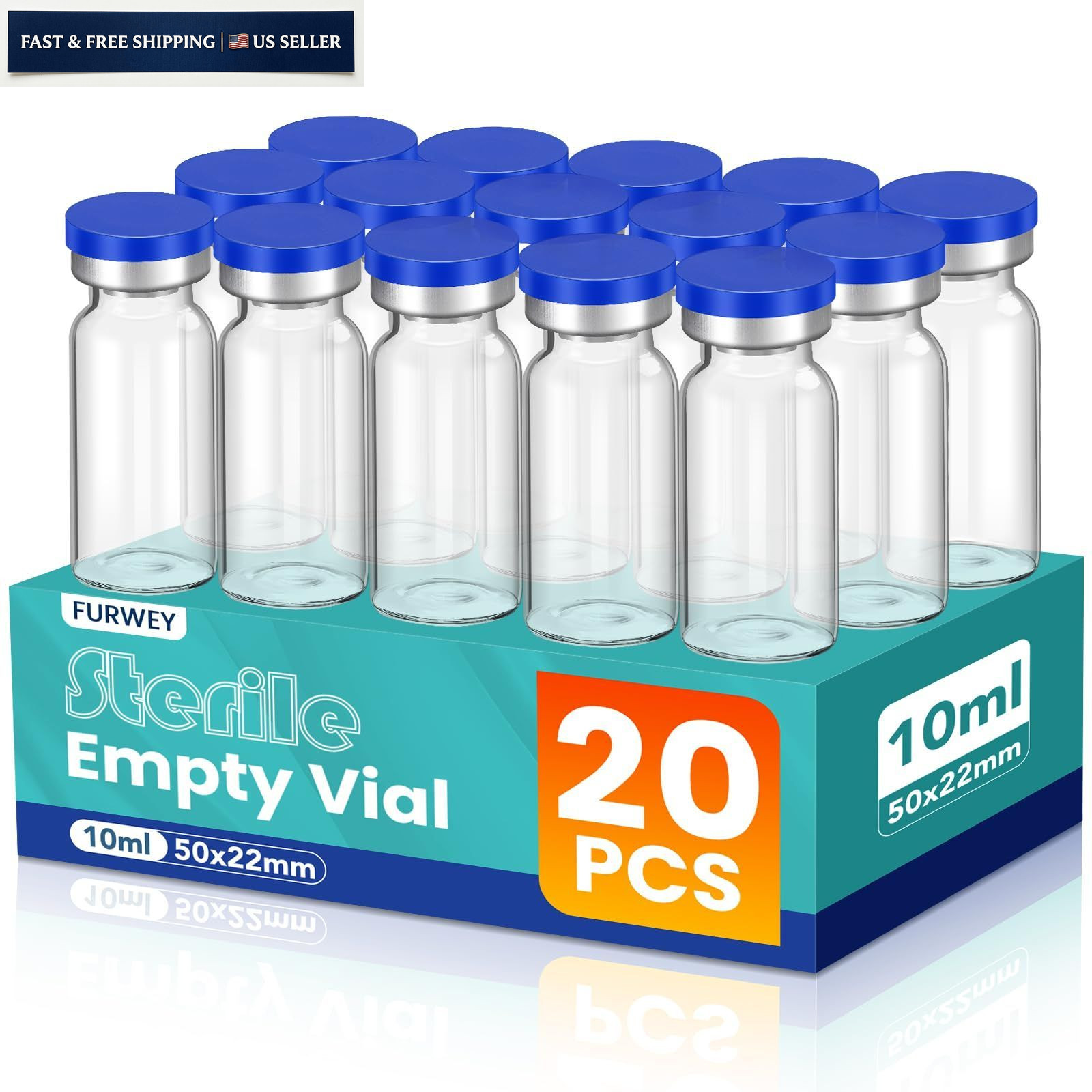 10ml Sterile Vials with Self Healing Injection Port and Sealing Cap, 10ML-20P