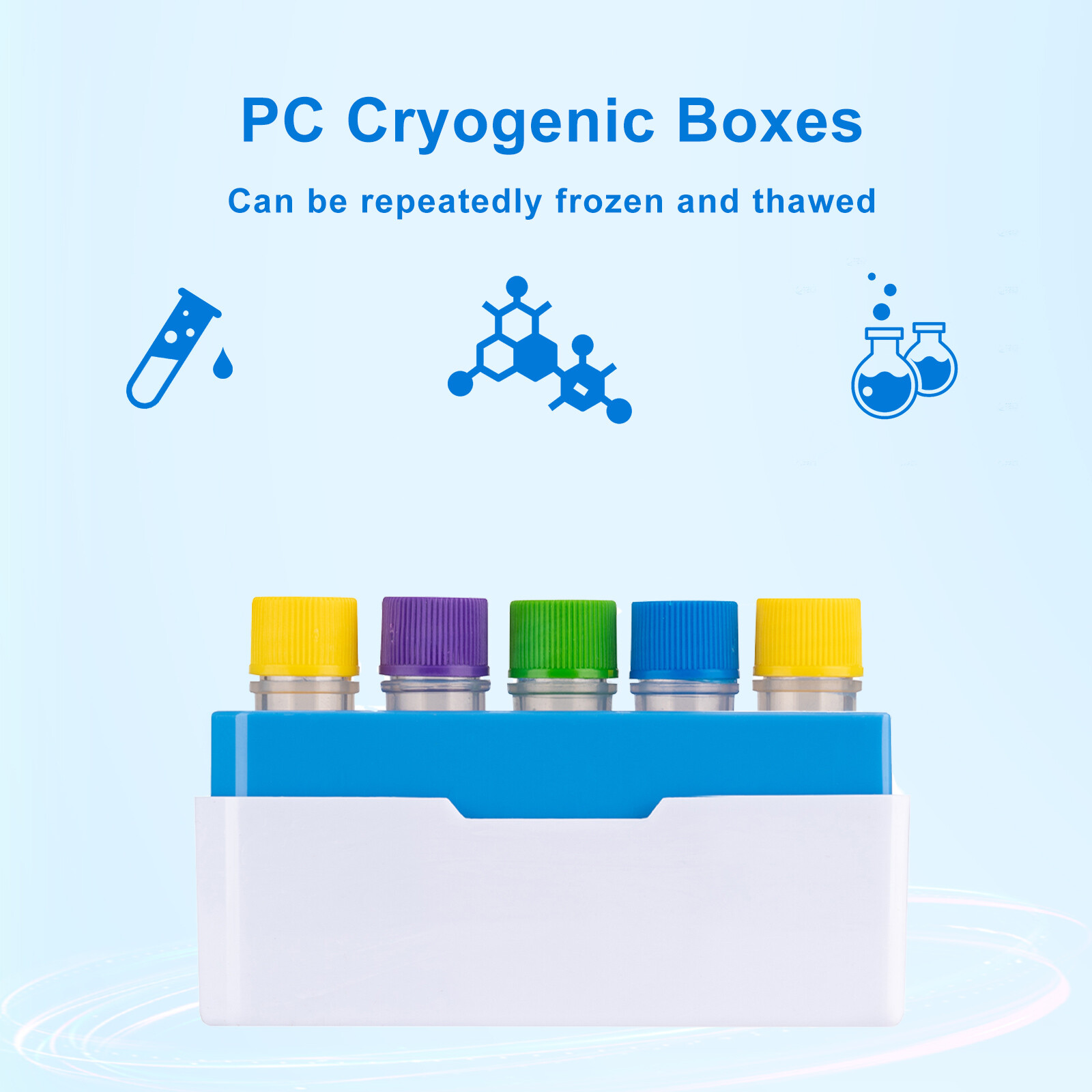 25-Well PC Cryogenic Boxes, Polycarbonate Freezer Boxes for Sample Storage